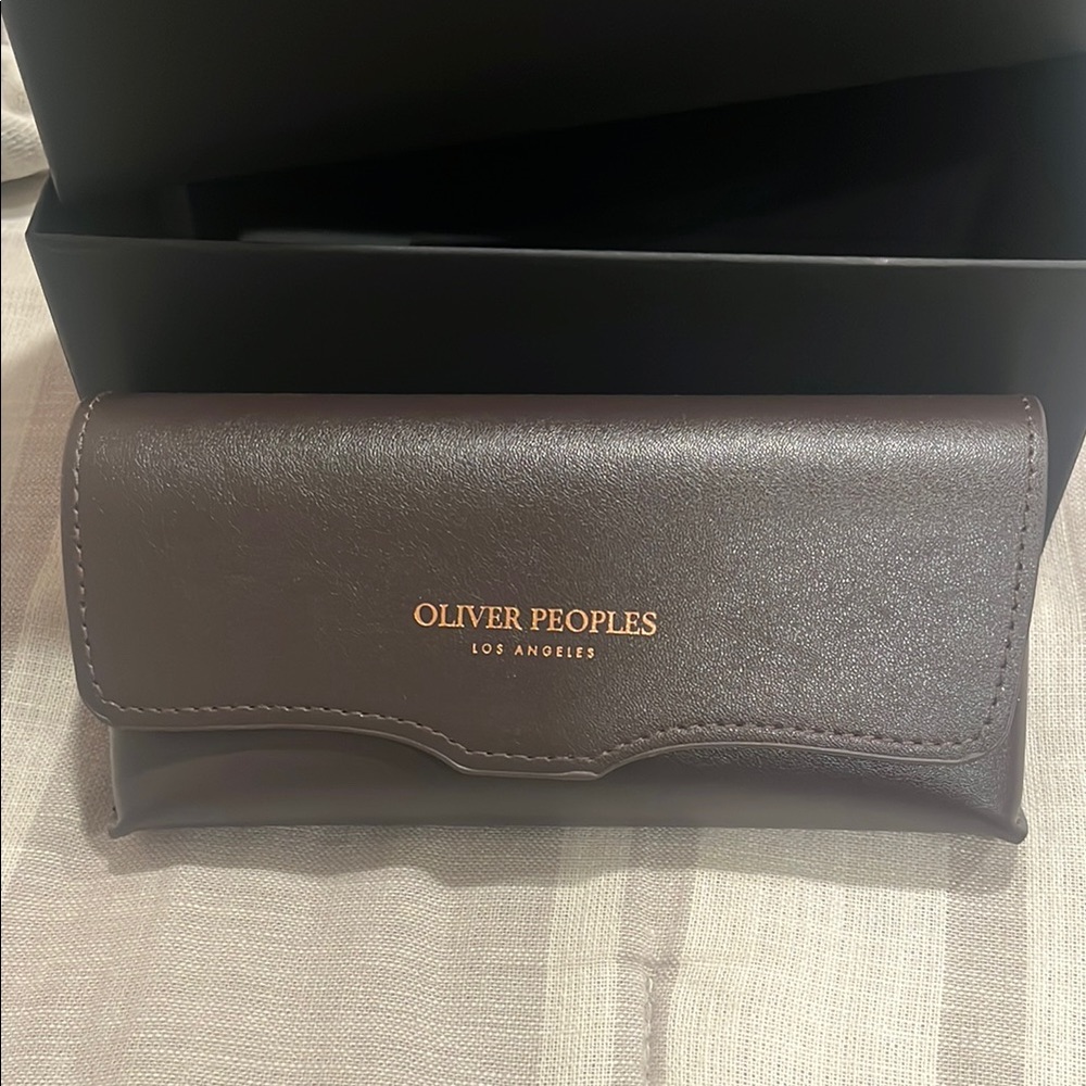 Oliver Peoples Dark Brown Leather Eyewear Case